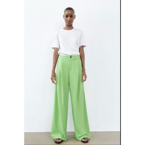 Zara Lime Wide-Leg Pants